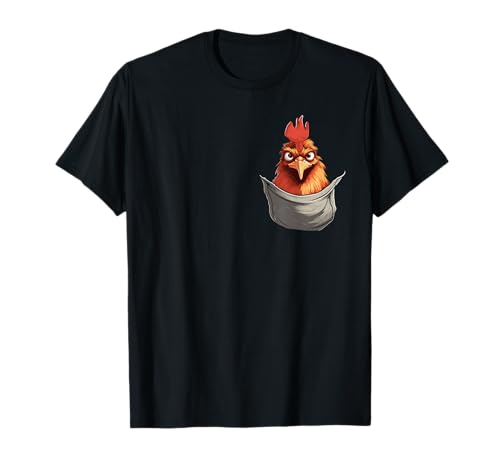Impression amusante avec poule dans la poche, coq, poule et fermier T-Shirt