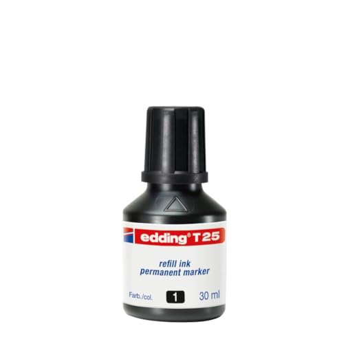 Edding T-25 - Tinta de Recarga para Marcador Permanente de Color Negro - 30ml.