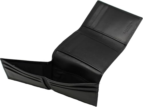 Men's Trifold Leather Wallet Black Glosary Calf Leather L-fold Trifold Twin Style Thumb ID Made in Pakistan Compact Wallet Gift for Him4