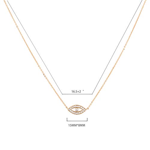 MEVECCO Gold Dainty Evil Eye Necklace for Women 18K Gold Plated Cute Delicate Solitaire Cubic Zirconia Boho Protection Evil Eye Minimalist Simple Necklace2