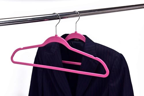 Image of ALPHIT SALE Slim Plastic Hangers for Clothes - Heavy Duty Non-Velvet Hangers with 360 Swivel Chrome Hook & Non Slip Notches - Ideal for Dresses Coats Shirts Jackets & More (Pink, 48)