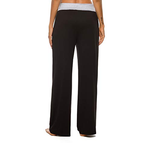 Image of LOCUBE Women's Pajama Pants, Soft Comfy High-Waist Wide-Leg Lounge Pants with Drawstring and Pockets