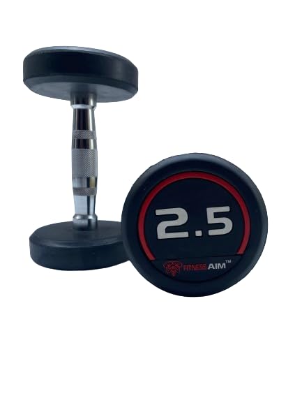 Image of Bouncer Round Dumbbells Set for Home Gym | 2.5kg Dumbbells Set of 2 | Fitness Gym Dumbbell set for Home Workout | Anti Skid rubber Dumbbell set | Weights for Workout (Black)