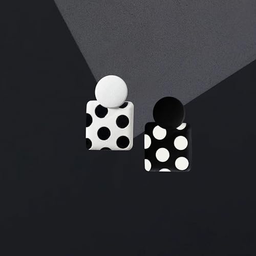 70s 80s Vintage Polka Dot Alloy Square Dangle Drop Earrings Simplicity Geometry Spot Stud Earrings For Women 6