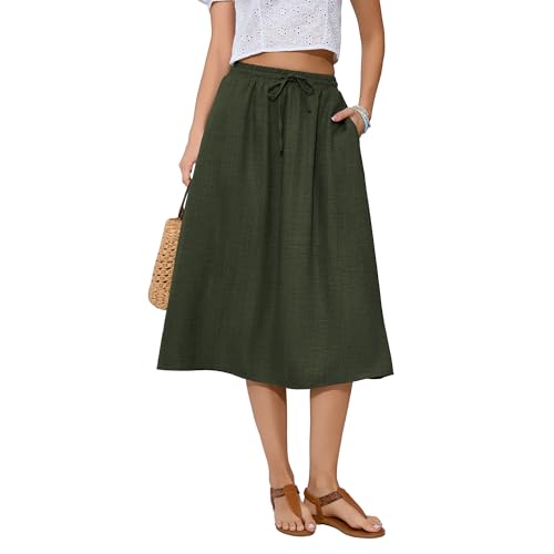 Image of Witsmile Women's Summer Pleated High Waisted Casual Flowy Skirt Pockets