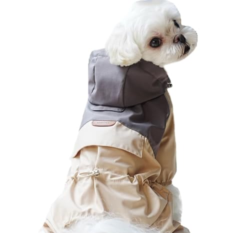 ISUPY 犬用レインコート 防水 防風 帽子付き ペットのジャケット 4本足 ドッグウェア 小型犬 中型犬 反射 着脱簡単 梅雨対策 散歩 お出かけ (M,カーキ)