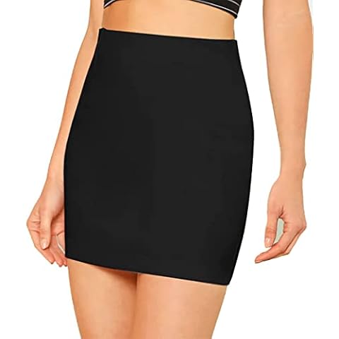Pretty Fashion Women's Stretchy Summer Elasticated Pencil Bodycon Mini Skirt, (Black, 16/18) Cover