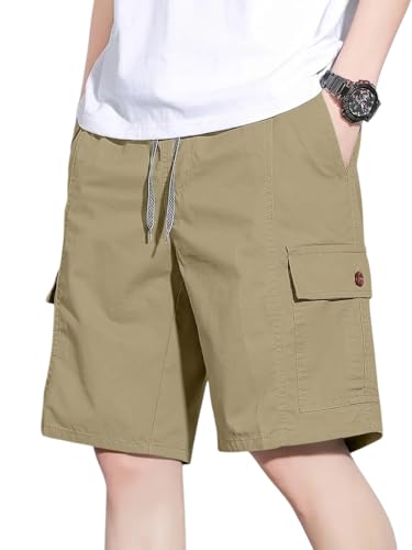 Image of GRECIILOOKS Bermuda Cotton Shorts for Men - Relaxed Fit Casual Summer Shorts | Knee Length Chino Style with Pockets