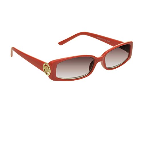Image of proSPORT Full Lens Reading Sunglass Tinted Readers Women Small Gold or Silver Lion Crest Medusa Emblem Logo NOT BIFOCAL