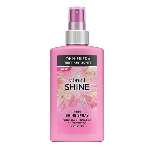 John Frieda Vibrant Shine 3in1 Glanzspray 150 ml, schwereloses Glanzspray mit Hitzeschutz, silikonfreies Entwirrungsspray für spiegelähnlichen Glanz