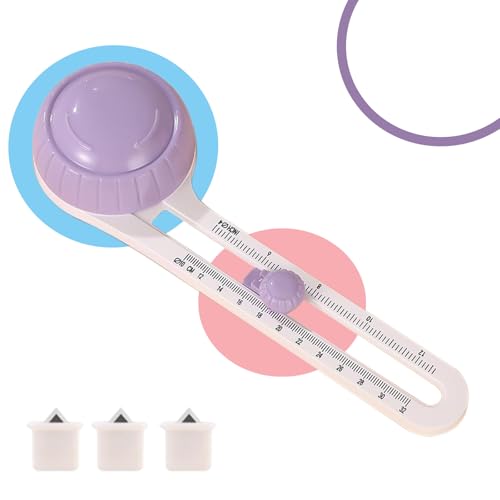 Circle Cutter Circle Cutters for Crafts Rotary Paper Cutter with 3 Blades Trimmer Tool for Scrapbooking Card Making 4 to 12.5 Cutting Diameter (Purple)