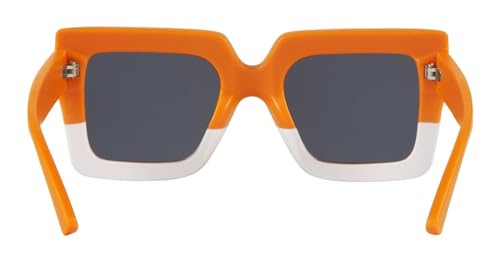 Kids Sunglasses with UV400 Protection & Reflective Lenses - Stylish Toddler Sunglasses for Boys & Girls Includes Cleaning Cloth Bag - The Blakely - Orange/White Block4