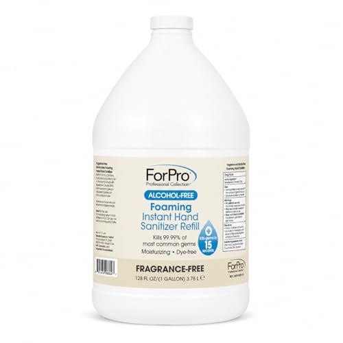 Image of ForPro Alcohol-Free Foaming Instant Hand Sanitizer, 1 Gallon Refill (Pack of 4) - Moisturizing, Dye-Free Formula, Fragrance Free