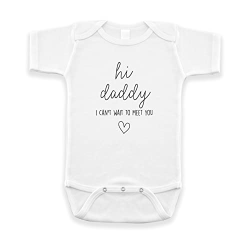 Image of Hi Daddy I Can't Wait To Meet You Pregnancy Announcement Infant Bodysuit - Surprise Gift For Dad (White)