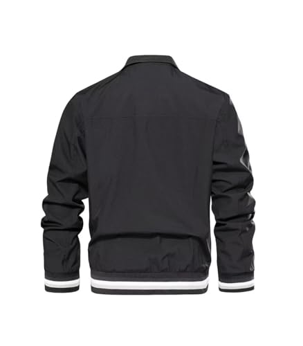 Image of FTIMILD Mens Bomber Jacket Lightweight Causal Windbreaker Stripe Patterned Sport Outerwear Jacket Spring & Fall