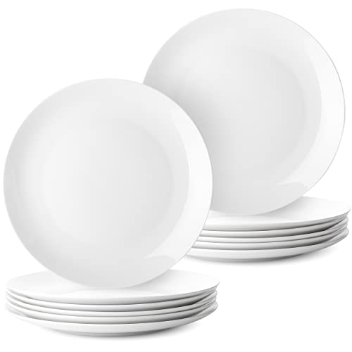 BTaT- White Dinner Plates, Set of 12, White Plates, White Dinner Plates Bulk, White Plate Set, Plates, Dinner Plates, Plates Set, Restaurant Dishes, White Porcelain Dinner Plates, Dinnerware Plates.
