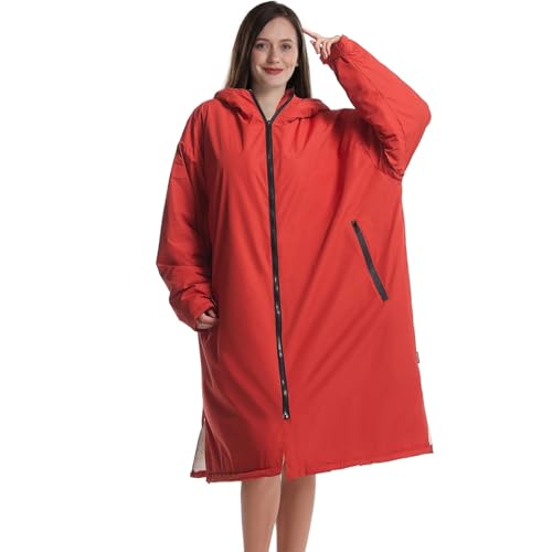 DHYUACN Poncho De Playa Albornoz Unisex for Adultos for Surfear y Nadar con Tejido Polar Sherpa Impermeable(Rde)