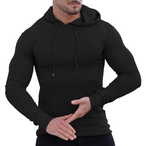 Hoodies for Men Athletic Training Sweatshirt Long Sleeve Casual Gym Workout Hoodie Big and Tall Pullover Sport Sweater