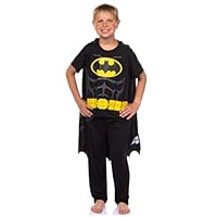 DC Comics Batman Pajamas Boys Short Sleeve Shirt And Pant Set With Detachable Cape PJs (14/16)