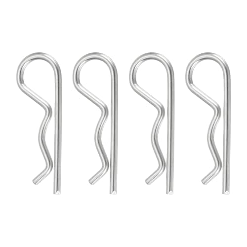 uxcell 4 Pcs Hitch Pin Clip, 4mm x 75mm R Clips 304 Stainless Steel Retaining Wire Hair Pins Cotter Pin Assortment Kit Clips for Trailer Tractors Mower Carts Truck Pin Clip, Silver
