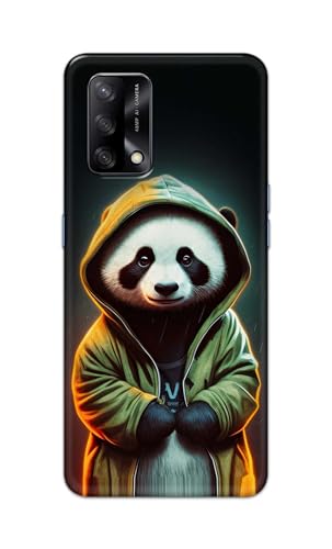 Image of Printed Hard Back Cover Case for Oppo F19 | Oppo F19s | Oppo A74 4G Back Cover (Cartoon Panda) -1111
