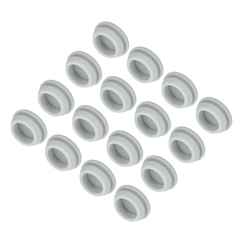 Image of MECCANIXITY 16pcs Silicone Snap in Locking Hole Plugs,19mm /0.7 Inch Mounting Diameter Narrow Groove Width 2mm Panel Seal Cover Round for Kitchen Bulkheads Waterproof Sealing Plugs Grey