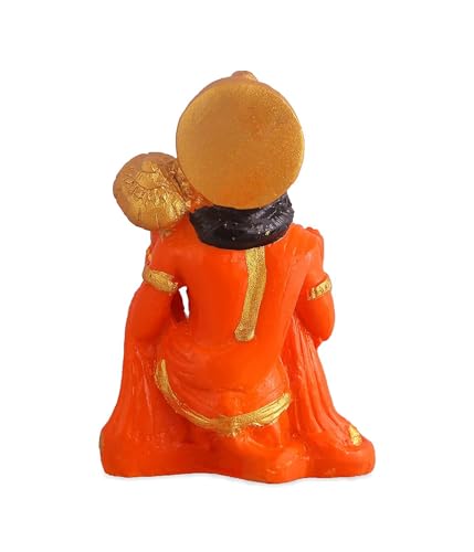 Image of KRISHNAGALLERY1 Polyresin Orange Hanuman Ji Murti for Car Dashboard Hanuman Bala ji Bajrangbali Murti Statue Idol for Pooja Room Home Temple Idol 3 Inch Small Size (White)