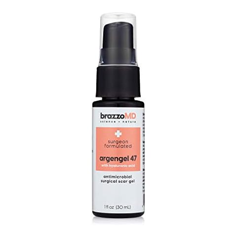 brazzoMD Argengel 47 with Hyaluronic Acid, Surgical Scar Gel, 1.0 oz, Plastic Surgeon Developed, Natural Antiseptic Designed to Reduce the Appearance of Scars Cover