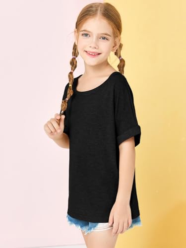 Image of Haloumoning Girls Oversized T-Shirts Short Sleeve Crewneck Summer Casual Loose Tops Tees