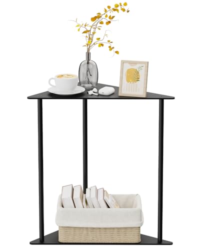 Yawinhe Table d’appoint, Métal Table Basse Triangle à 2 Niveaux,Table de Chevet pour Petits Espaces,Bureau d'ordinateur,Table de Canapé pour Salon,48 cm...
