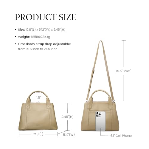 Image of befen Genuine Leather Handbag for Women Small Soft Satchel Tote Bags Crossbody Shoulder Purses with Zipper