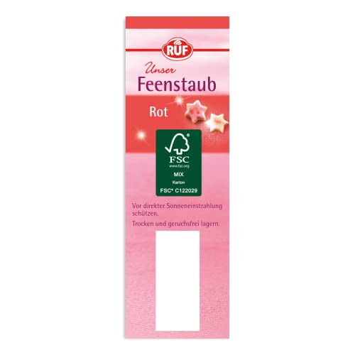 RUF Feenstaub Rot, roter Deko Glitzer essbar, glitzer Pumpspray für einen funkelnden Rot-Schimmer auf Plätzchen, Süßspeisen und Torten, 10g Flasche