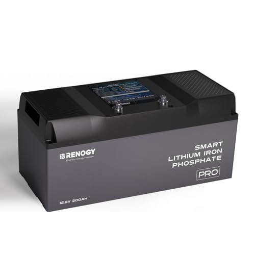 Renogy 200Ah 12V LiFePO4 Batterie PRO Lithium Batterie mit Selbsterwärmung und Bluetooth, 5000+ Zyklen, Perfekt für Solaranlage, Haushalt, Boot, Elektromotor, Wohnmobil, Camping