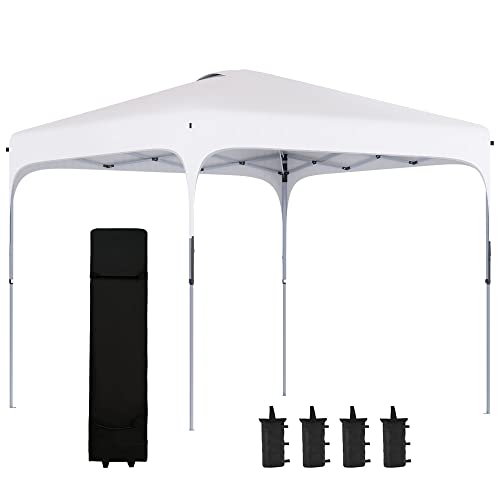 Tonnelle Barnum Automatique Pop-up dim. 2,53L x 2,53l x 2,68H m Hauteur réglable Nombreux Accessoires Inclus Acier Oxford Blanc