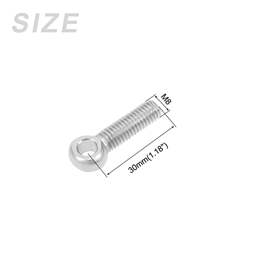 Image of METALLIXITY Shoulder Swing Lifting Bolt (M8x30mm) 4Pcs, 304 Stainless Steel Eye Bolts - for Home Renovation, Pipeline Gate Valves Fasteners, Silver