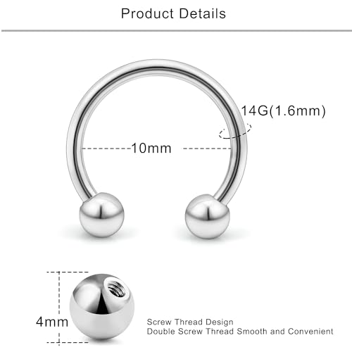 Lcolyoli 14g & 16g Surgical Steel Septum Rings - Spike & Horseshoe Septum Piercing Jewelry for Women & Men2
