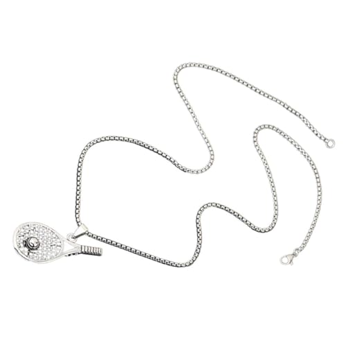 AOKWAWALIY Collier Pendentif Raquette De Tennis En Acier Inoxydable Bijoux Sportifs Pour Femme Accessoire Créatif À Porter Ou Décoration Maison