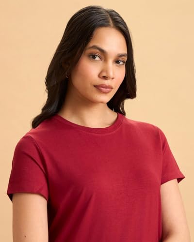 Image of Wellbi Bamboo Women's Tshirt - Ultra-Soft, Breathable & Sustainable | Premium Cotton Blend for Supreme Comfort | Stylish & Eco-Friendly T-Shirt for Women | Tshirt Women Cotton