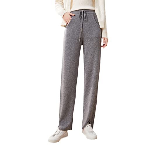 Pantalon large en laine tricoté premium mode automne hiver gris