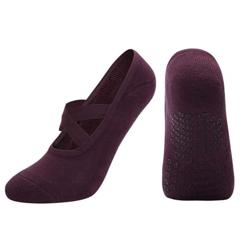 Image of Cotton Yoga Socks with NON-SLIP GRIPS for Women - Yoga Meditation Pilates Barre Accessories - One Size Fits Most