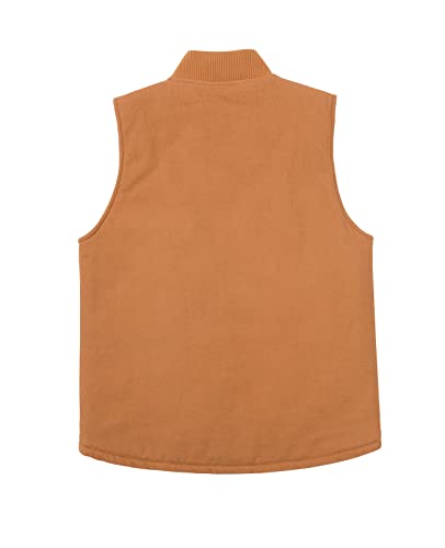 Image of ZENTHACE Mens Quilted Lined Duck Canvas Work Vest,Brass Zip Up