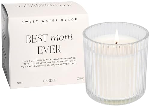 Sweet Water Decor Best Mom Ever Gifts Ribbed Candle - Best Mom Gi...