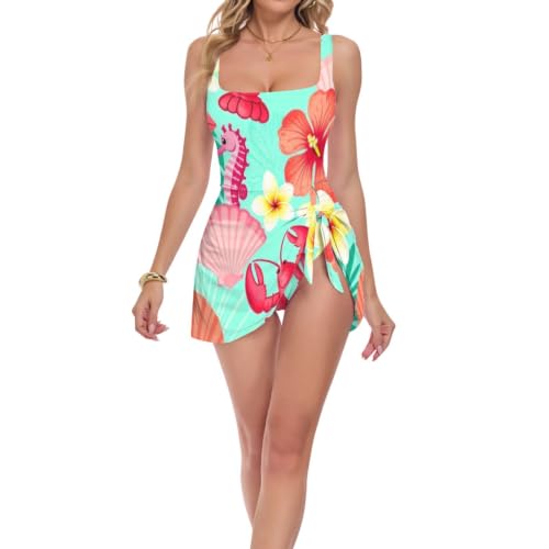 Maillot de bain une pièce taille haute gainant imprimé homard