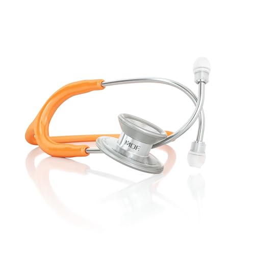 MDF Instruments MD One Epoch Lightweight Titanium Stethoscope, Adult, Orange Tube, Silver Chestpiece-Headset, MDF777T27