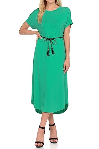 Image of iconic luxe Women's A Line Short Sleeve T Shirt Midi Dress Summer Casual