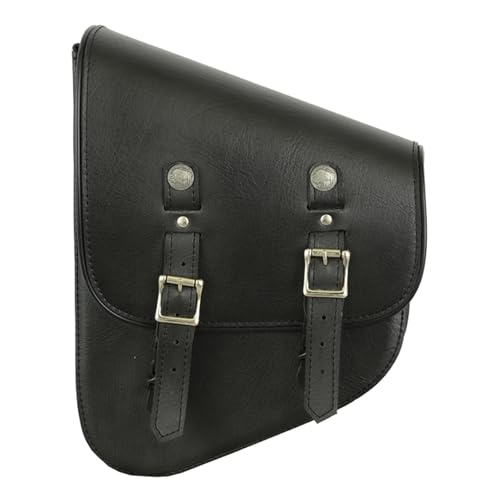 Bolsa de cuero para motocicleta Daniel Smart para brazo oscilante, color negro, bolsa lateral izquierda con cierre de hebilla para motocicleta miniatura 1