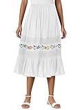 Mexican Skirts for Women Floral Embroidered High Waist Lace Ruffle Midi Skirt A Line Flowy Skirts Cinco de...