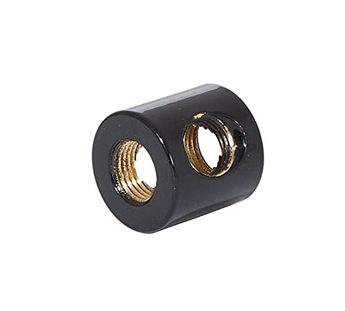Image of B&P Lamp 4-Way Brass Arm Back, All Holes Tapped 1 /8IP, 3 /4 Inch Height by 3 /4 Inch Diameter, Gloss Black Finish