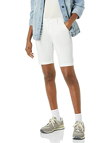 Amazon Essentials Bermuda Chino à Taille Mi-haute, Entrejambe de 25,0cm, Coupe Ajustée Femme, Blanc, 36