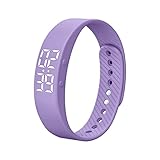 Joxoilso 万歩計 腕時計型 腕時計 メンズ シンプル 男女兼用 振動目覚まし時計LED電子時計 カロリーモニタリング 歩数計 ファッションウォッチ シリコンバンド 多機能 学生 誕生日、夏休み、夏、感謝祭、その他の祝日 (Purple)